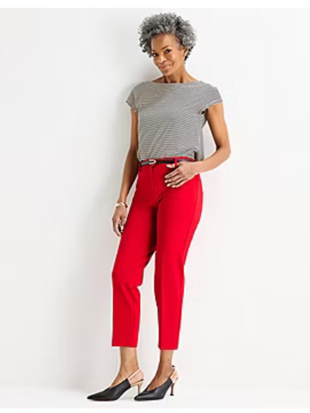 Liz Claiborne Emma Womens Straight Mid Rise Cabaret Red Ankle Pants sz 14Petite